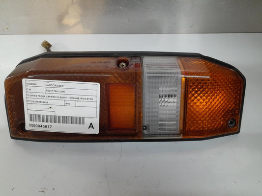 TOYOTA LANDCRUISER RIGHT TAILLIGHT 70 SERIES TROOP CARRIER (IN BODY) - ORANGE INDICATOR TYPE 01/85-10/99